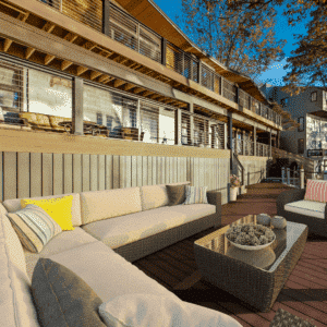 Three-story custom deck with cable railings